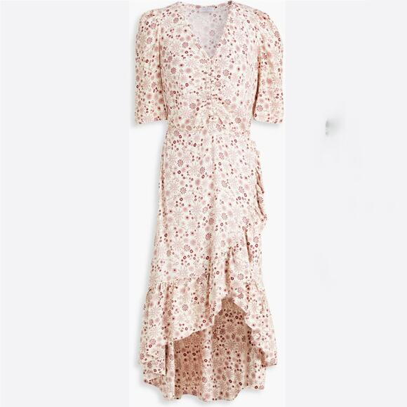 Sandro Paris Women's Trinidad Plein Soleil Faux Wrap Hi Lo Midi Dress Size 8 - Picture 7 of 14